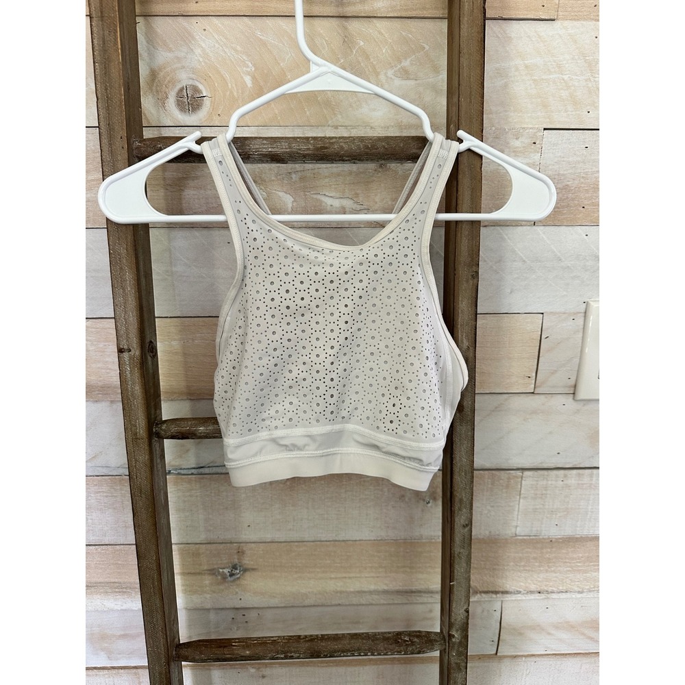 Lululemon Energy Bra High Neck Perforated Ivory White Size 4